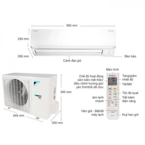 Điều hòa treo tường Daikin 2 chiều inverter gas R32- 9000BTU, 12000BTU, 18000BTU- Hàng chính hãng