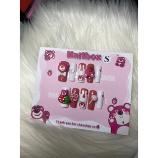 Nailbox thiết kế gấu dâu ngắn