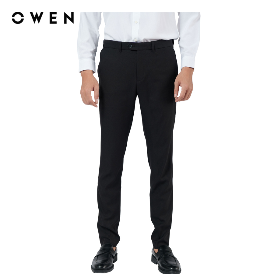 OWEN - Quần tây Nam Regular Fit Đen chất liệu vải Polyester-Rayon-Spandex - QR231502