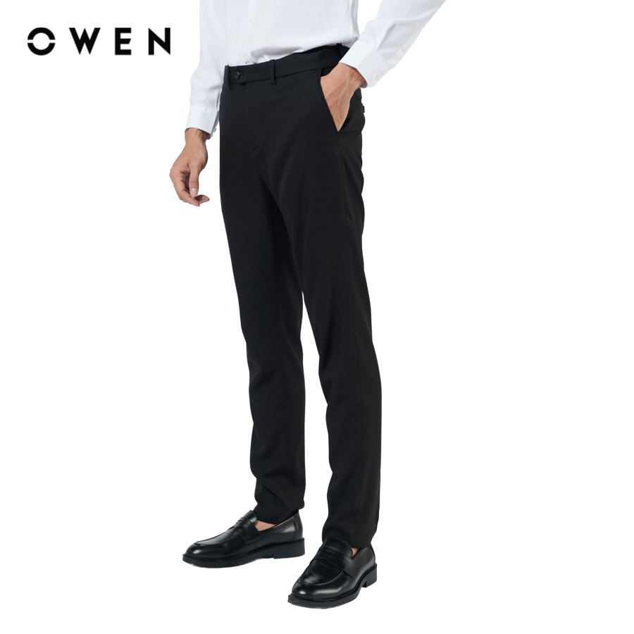 OWEN - Quần tây Nam Regular Fit Đen chất liệu vải Polyester-Rayon-Spandex - QR231502