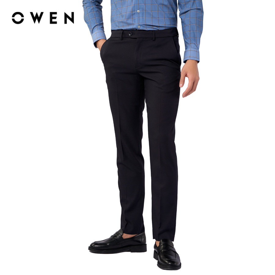 OWEN - Quần tây Regular Fit Đen chất liệu vải Knit - QR231518