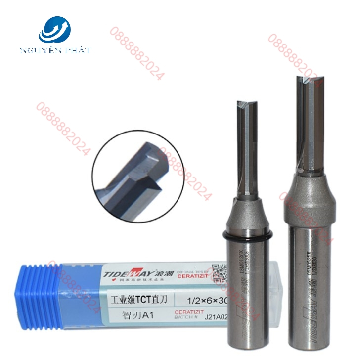 MŨI PHAY CNC CẮT GỖ DAO PHAY 2 CÁNH - 3 CÁNH THẲNG VÀ XOẮN TCT TIDEWAY 3,4,5,6,8MM CAO CẤP