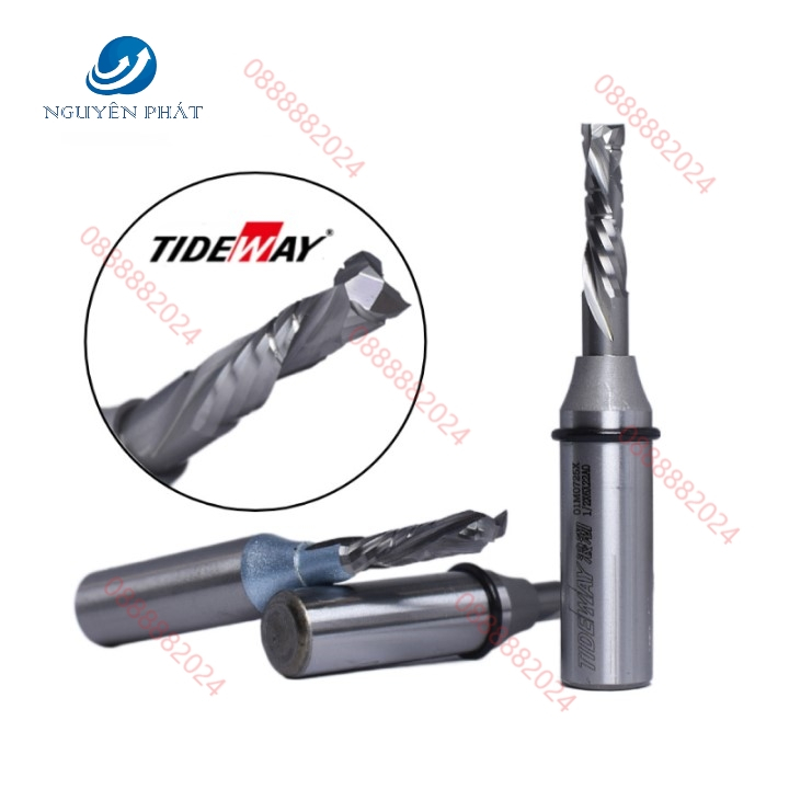 MŨI PHAY CNC CẮT GỖ DAO PHAY 2 CÁNH - 3 CÁNH THẲNG VÀ XOẮN TCT TIDEWAY 3,4,5,6,8MM CAO CẤP