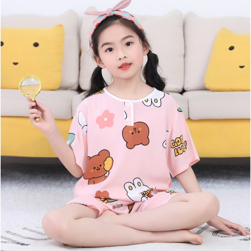 Bộ quần áo bé gái mùa hè size đại, vải lanh lụa loại 1 vải tole, bộ bé gái mùa hè 26 đến 48kg M2220