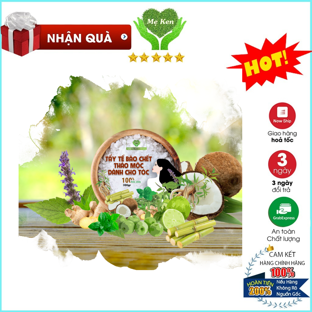 Tẩy tế bào chết da dầu thảo mộc hỗ trợ giảm dầu, bết tóc,ngứa da đầu Mẹ Ken 300gr