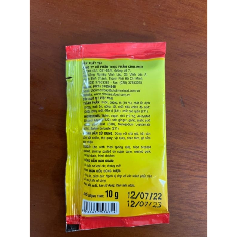 Thùng tương chua ngọt gói nhỏ cholimex 10gr