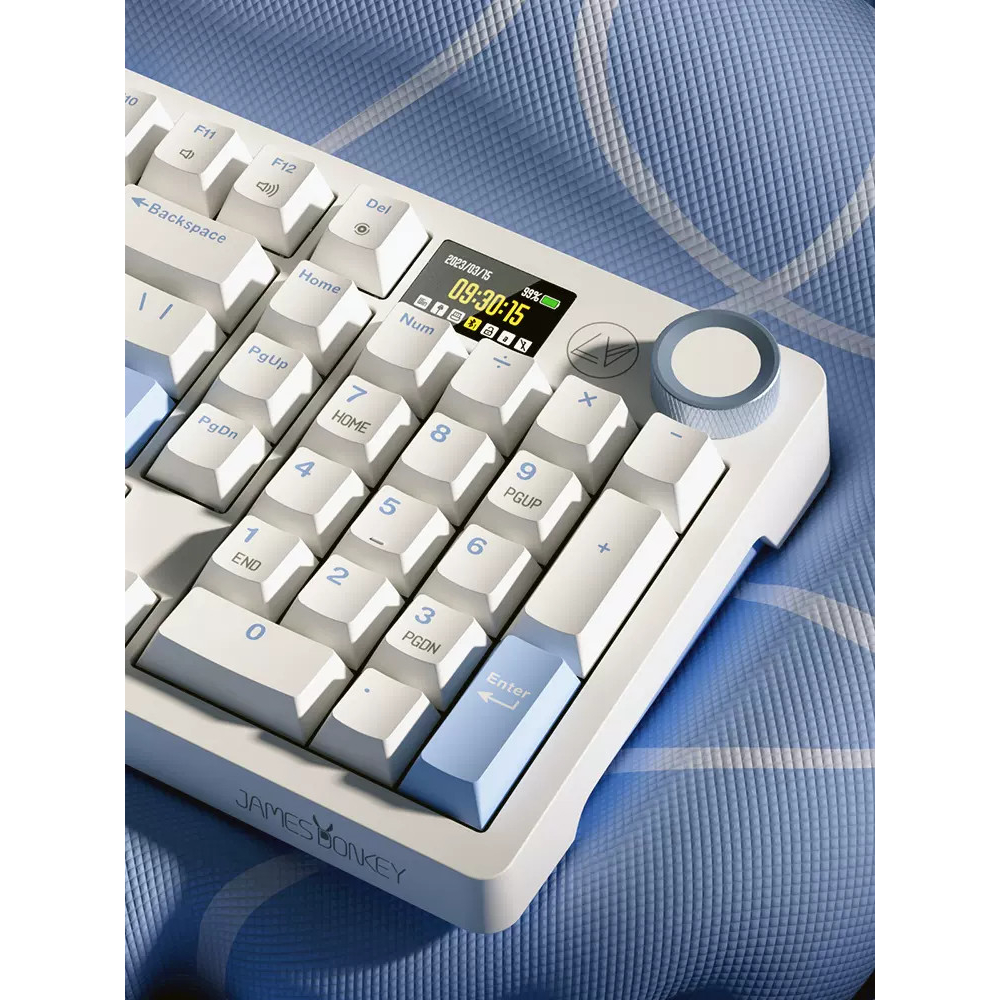 Bàn phím cơ JamesDonkey RS2 V3.0 Hotswap ,màn Led LCD tùy chỉnh, 3 mode, RGB, Gasket Mount Pro, Núm vặn