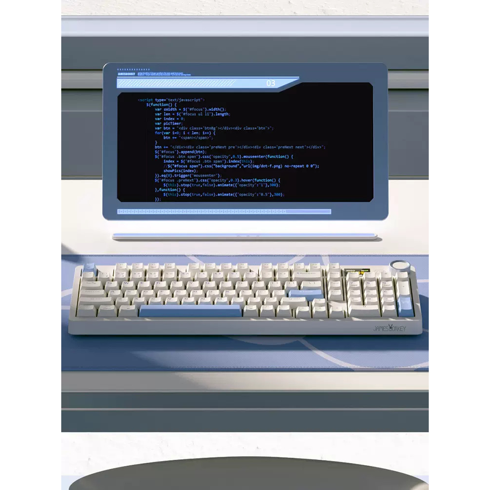 Bàn phím cơ JamesDonkey RS2 V3.0 Hotswap ,màn Led LCD tùy chỉnh, 3 mode, RGB, Gasket Mount Pro, Núm vặn