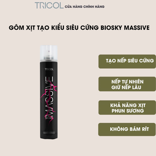 Gôm xịt tạo kiểu siêu cứng cho tóc Italia Tricol Biosky Massive