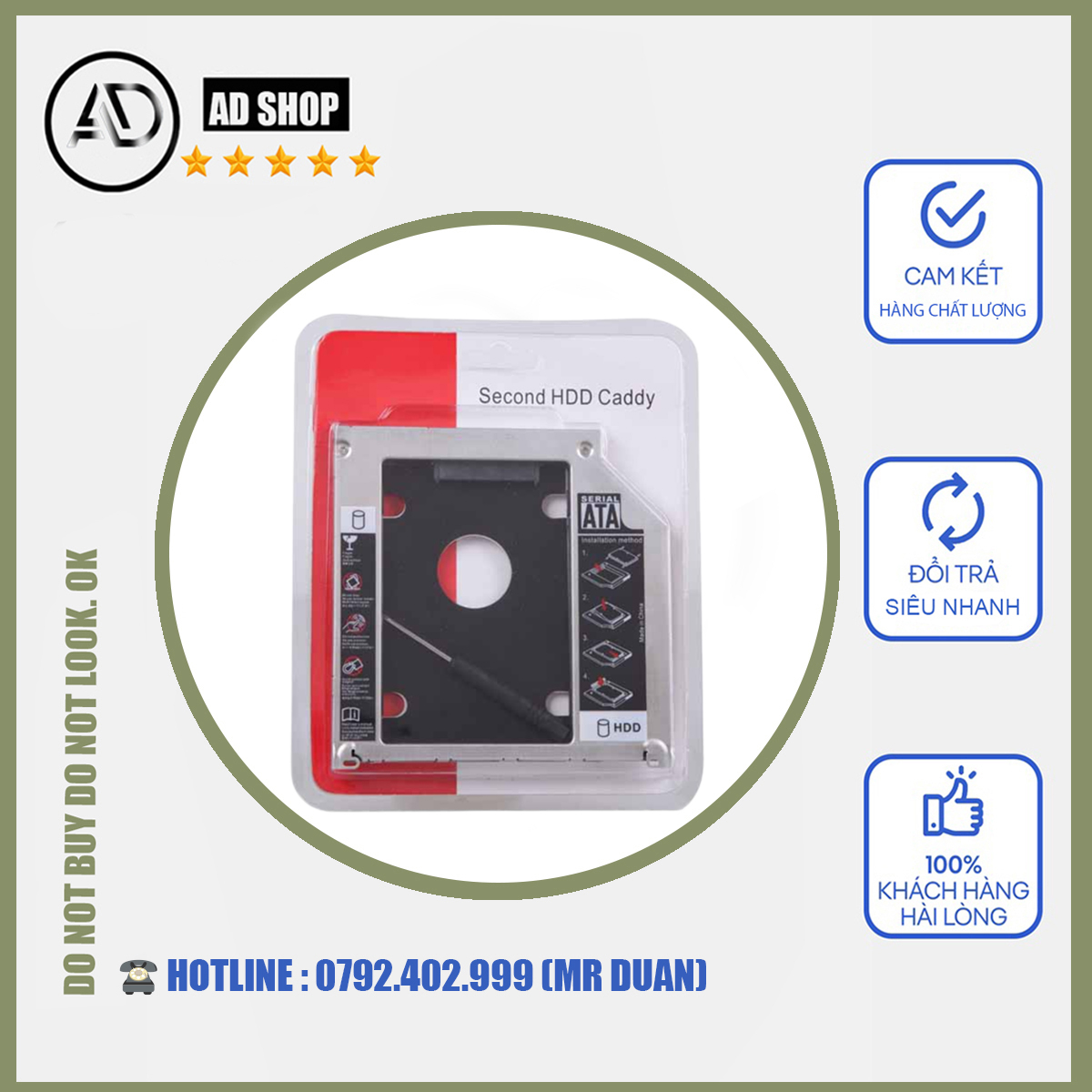 Cady Bay Dày 12.7mm Chuẩn SATA Dùng Để Lắp Thêm 1 Ổ Cứng / SSD Thay Vào Vị Trí Của Ổ DVD 020151