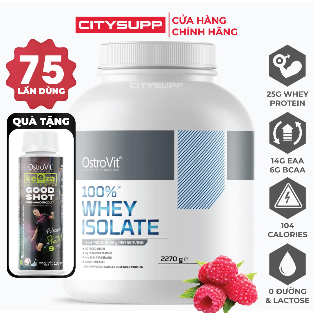 Whey Protein Isolate Ostrovit, Bổ sung 25g Protein, Hỗ Trợ Xây Dựng Cơ Bắp | Nhập khẩu Ba Lan