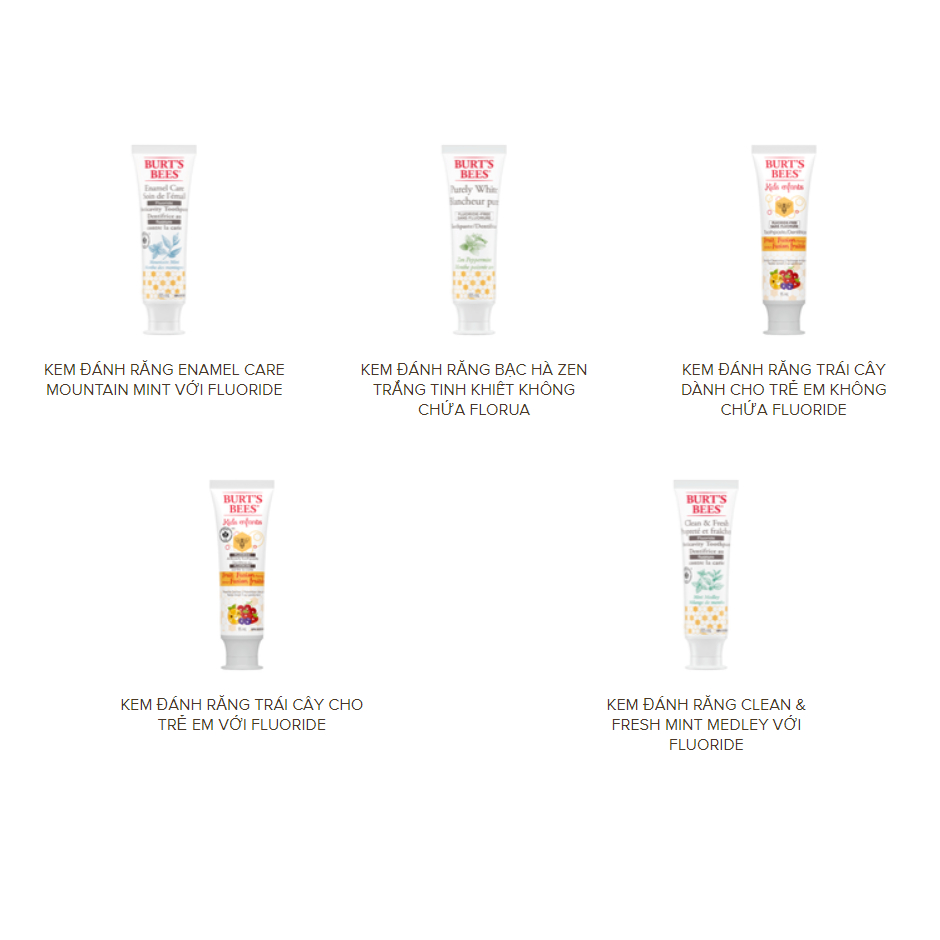 Kem đánh răng Burt Bee cho trẻ em hương trái cây chống sâu răng