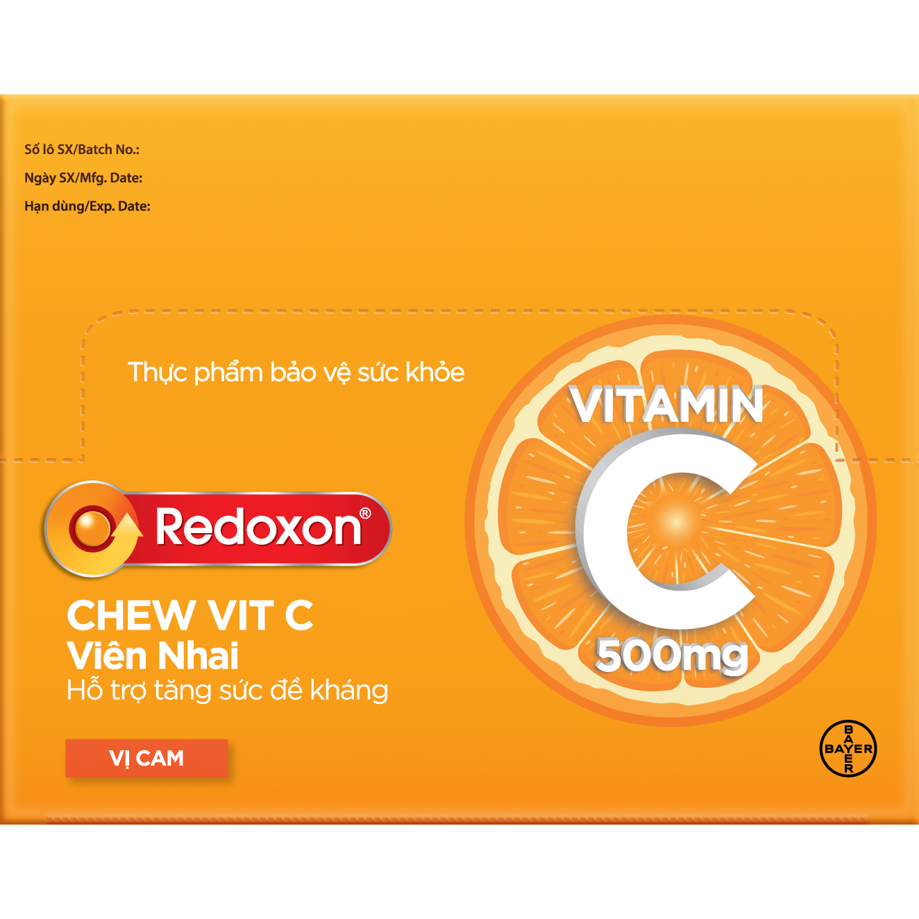Viên nhai Vitamin C hỗ trợ tăng sức đề kháng- Thực phẩm bảo vệ sức khỏe Redoxon Chew Vit C