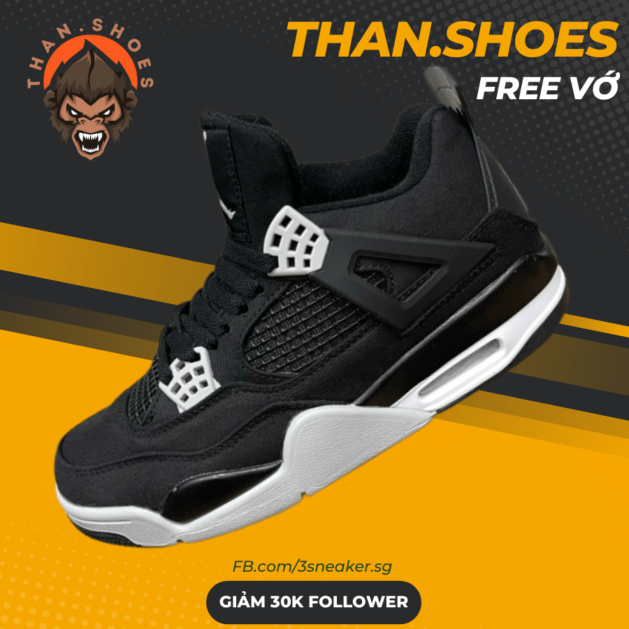 Giày JD4 Retro SE Black and Light Steel, AJ4 Đen Xám - Than.Shoes