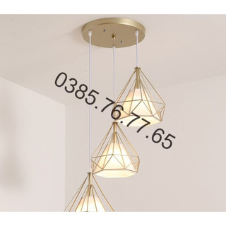 Bộ 3 Đèn thả trang trí Kim cương ĐEN, TRẮNG, VÀNG MIKO 527/250/3 + BÓNG 3 chế độ màu