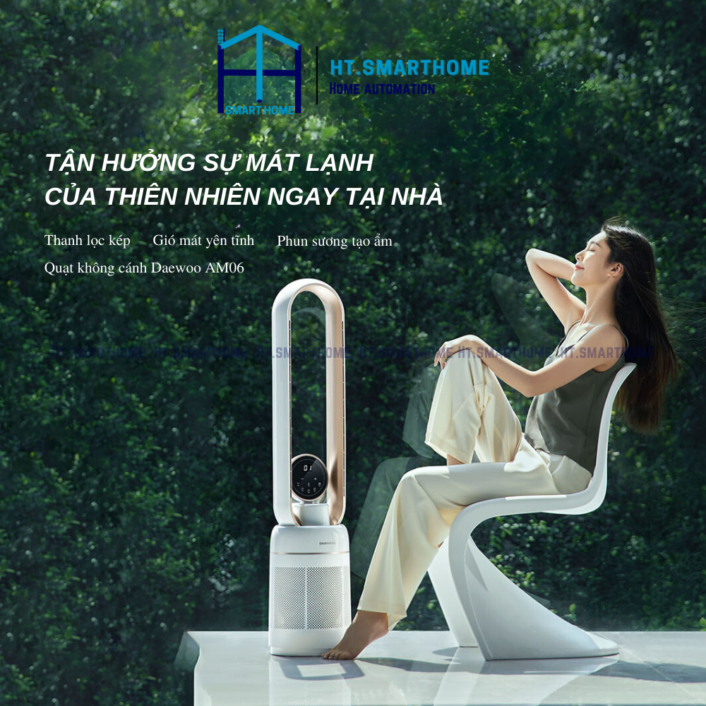 Quạt hơi nước không cánh, máy lọc không khí Daewoo AM06 - Hệ thống làm mát hơi nước 32 cấp độ gió