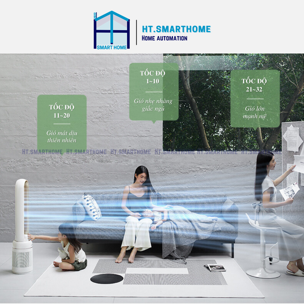 Quạt hơi nước không cánh, máy lọc không khí Daewoo AM06 - Hệ thống làm mát hơi nước 32 cấp độ gió