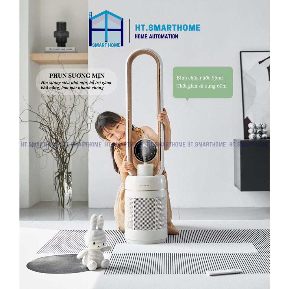 Quạt hơi nước không cánh, máy lọc không khí Daewoo AM06 - Hệ thống làm mát hơi nước 32 cấp độ gió