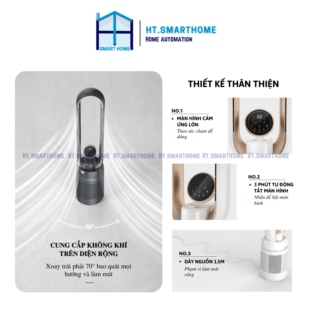 Quạt hơi nước không cánh, máy lọc không khí Daewoo AM06 - Hệ thống làm mát hơi nước 32 cấp độ gió