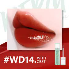 Son Tint Bóng Merzy The Watery Dew Tint #WD14 With Zest: Màu đỏ lạnh ánh cam