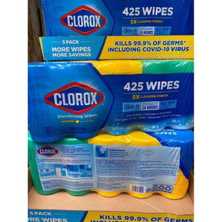 Lốc 5 hộp khăn giấy ướt diệt khuẩn clorox đa năng 425 tờ của Mỹ