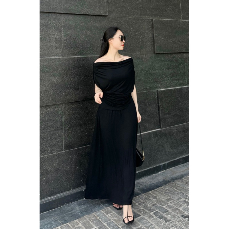 Mới Về Set Áo Trễ Vai Và Chân Váy Dáng Dài Cotton Quảng Châu S528