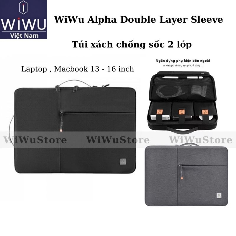 Túi xách Laptop , Ultrabook , Mac Wiwu Alpha Double Layer Sleeve chống nước , chống sốc , chính hãng Wiwu
