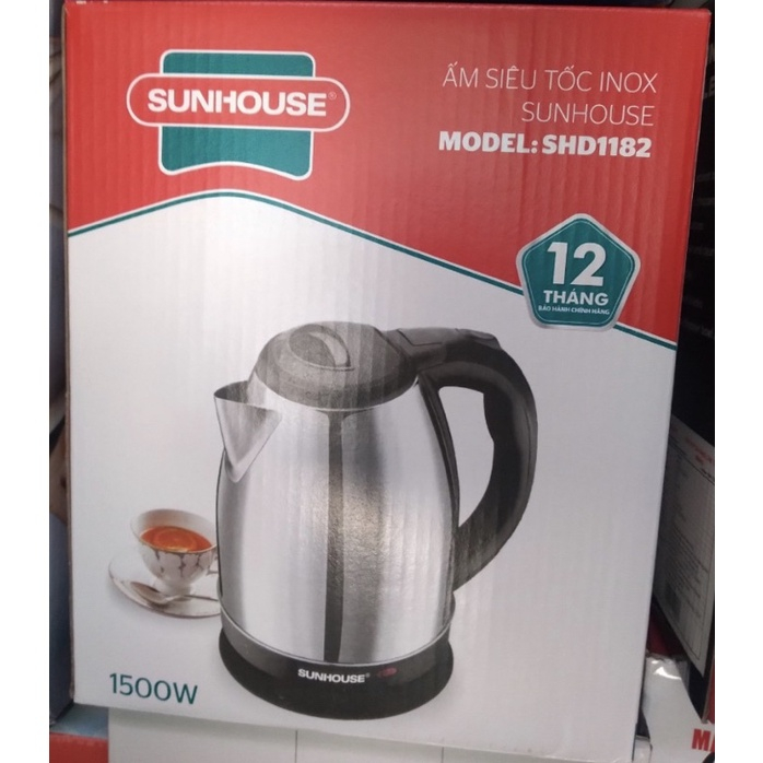 Ấm đun siêu tốc inox Sunhouse SHD1182 - 1.8 Lit chính hãng