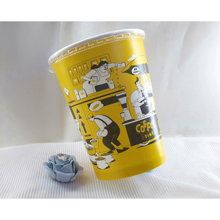 Ly giấy 360ml - 14oz mẫu Coffee In Time, Set 100 cái kèm nắp