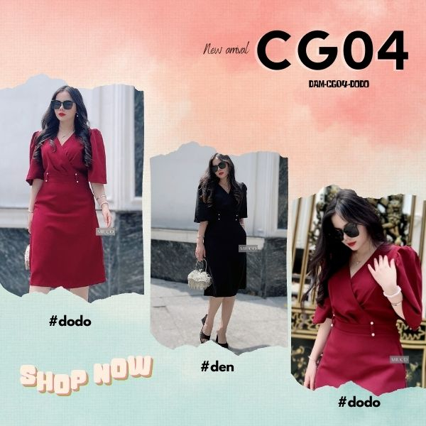 Đầm thiết kế Bigsize tặng mẹ, cổ chéo, kiểu dáng thanh lịch và sang trọng, dự tiệc CG04