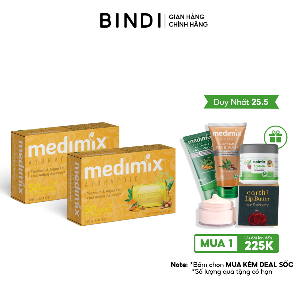 Set 2 Xà Phòng Medimix Nghệ & Dầu Argan 125g/bánh