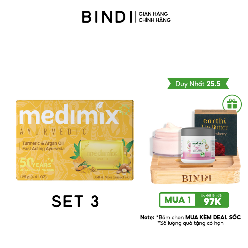 Set 3 Xà Phòng Medimix Nghệ & Dầu Argan 125g/bánh