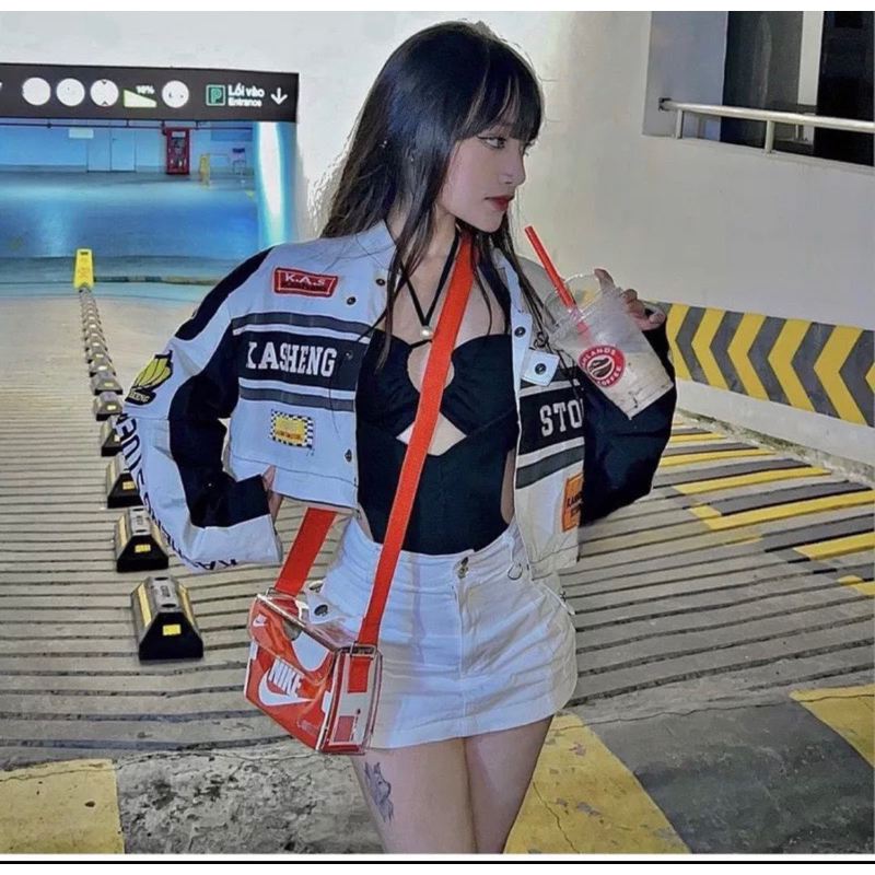 Túi xách nữ, túi đeo chéo nam, túi Nike custom mini box bag nam nữ dùng được