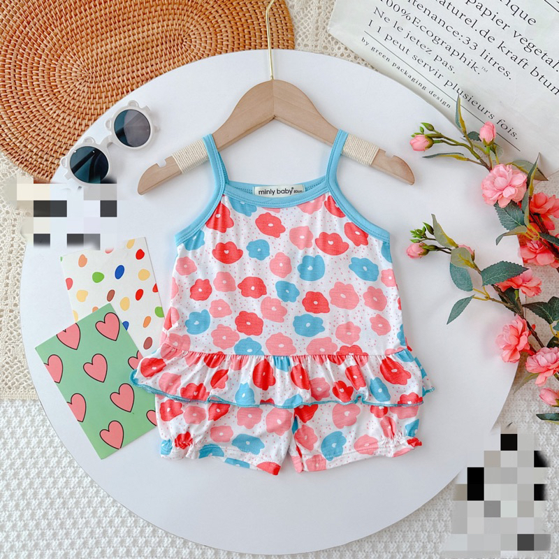 Bộ 2 dây bé gái thun lạnh in hoạ tiết