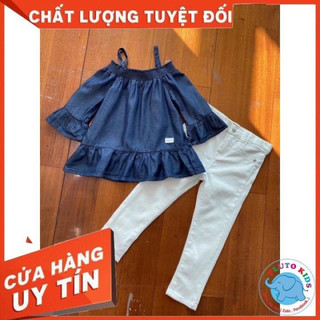 Set bộ áo trễ vai quần trắng