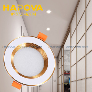 Đèn led âm trần, ốp trần HAPOVA ORLA AT01 Viền Vàng 7W Ánh sáng Vàng