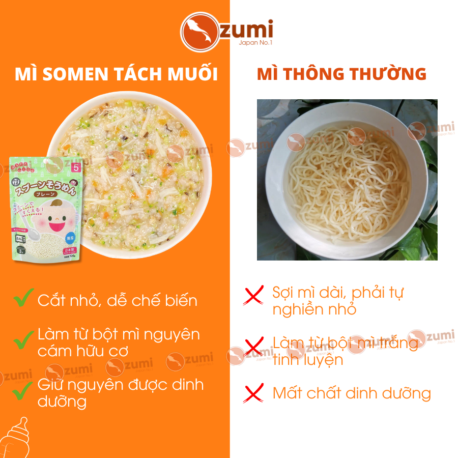 Mì Thìa Somen Tách Muối Cắt Vụn Cho Bé Từ 5 Tháng Tuổi Nội Địa Nhật Wagu Ryohin 100g  Ozumi