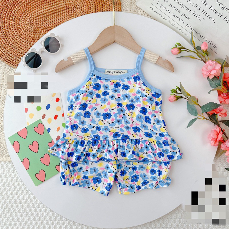 Bộ 2 dây bé gái thun lạnh in hoạ tiết