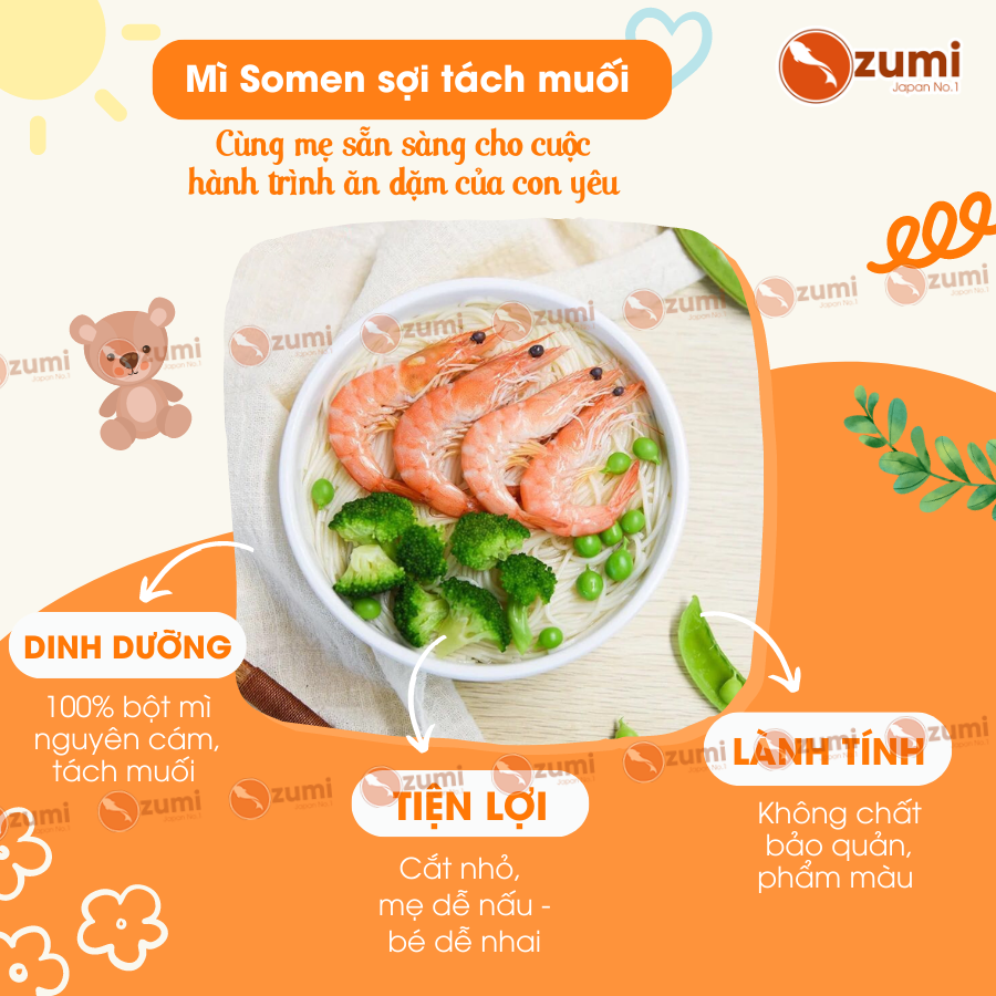 Mì Sợi Dài Somen Tách Muối Cho Bé Từ 7 Tháng Tuổi Nội Địa Nhật Wagu Ryohin  Ozumi