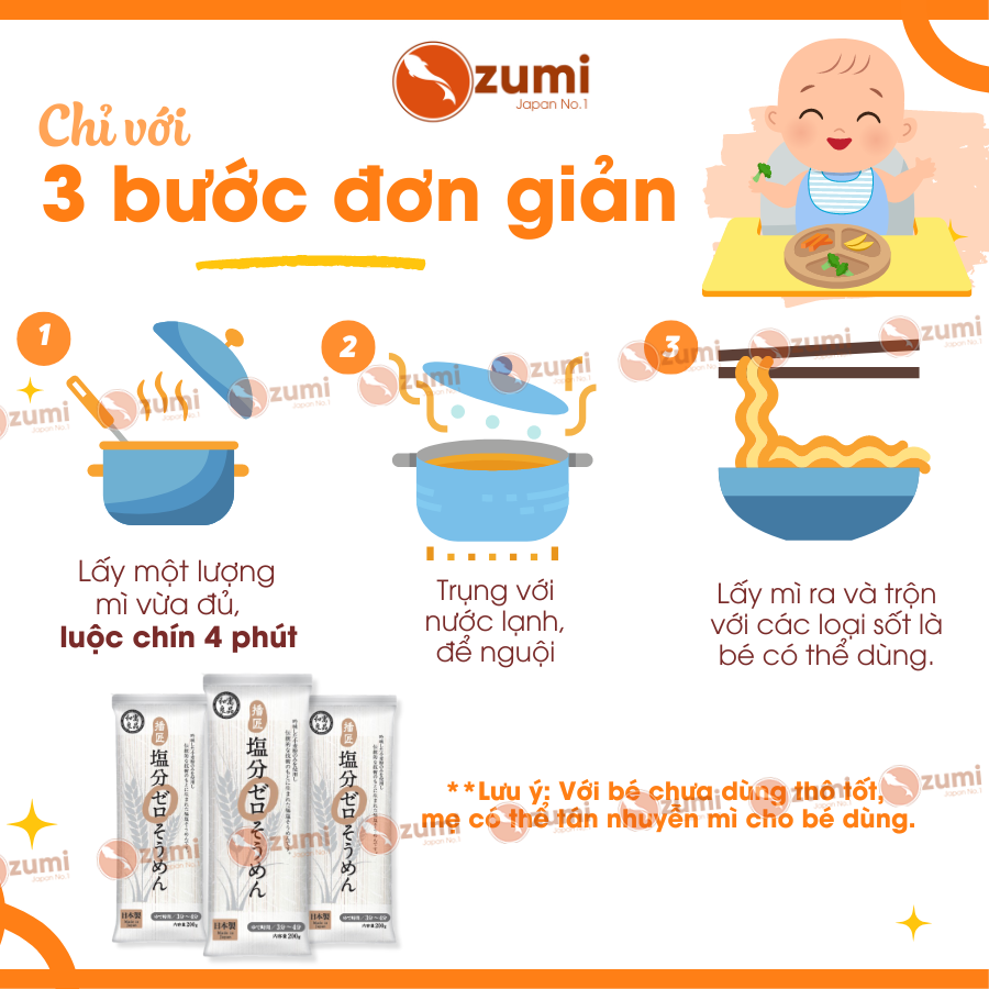 Mì Sợi Dài Somen Tách Muối Cho Bé Từ 7 Tháng Tuổi Nội Địa Nhật Wagu Ryohin  Ozumi