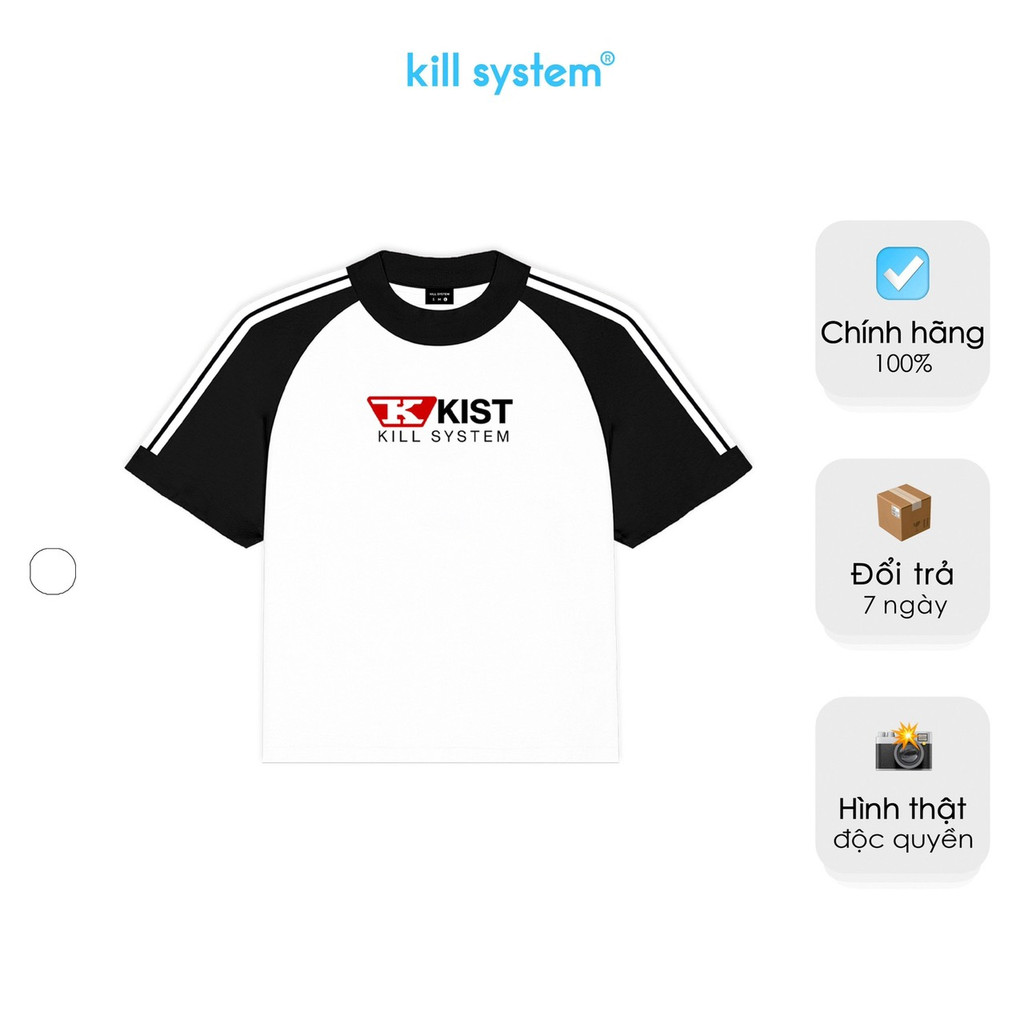 Áo thun Kill System form fit Classical màu trắng đen tay ráp lăng chất vải cotton