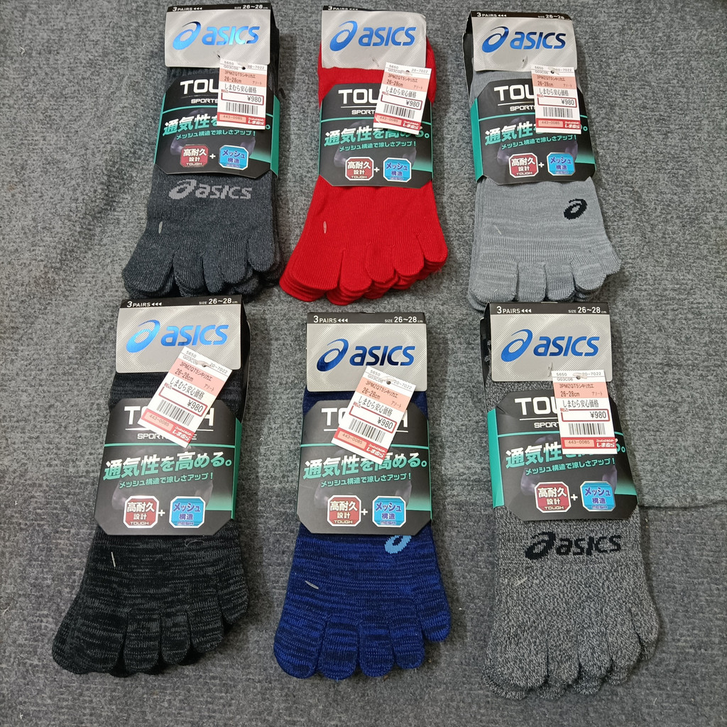 Tất xỏ ngón Asics - Pack 3 đôi, chạy bộ, trail thoải mái, đủ size nam - TXN 888