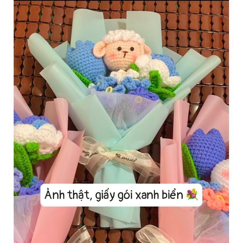 Bó hoa cừu tone xanh