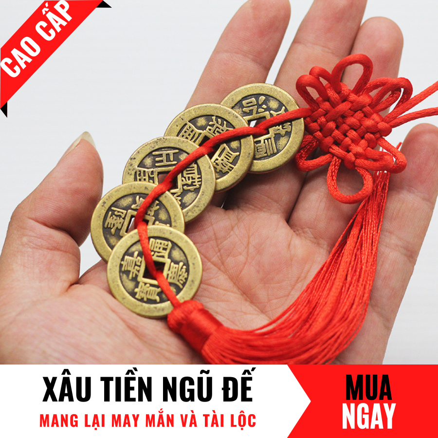 Xâu Tiền Ngũ Đế Bằng Đồng Thau Rộng 24mm Giúp Thu Hút Tài Lộc - Tiền Xu May Mắn