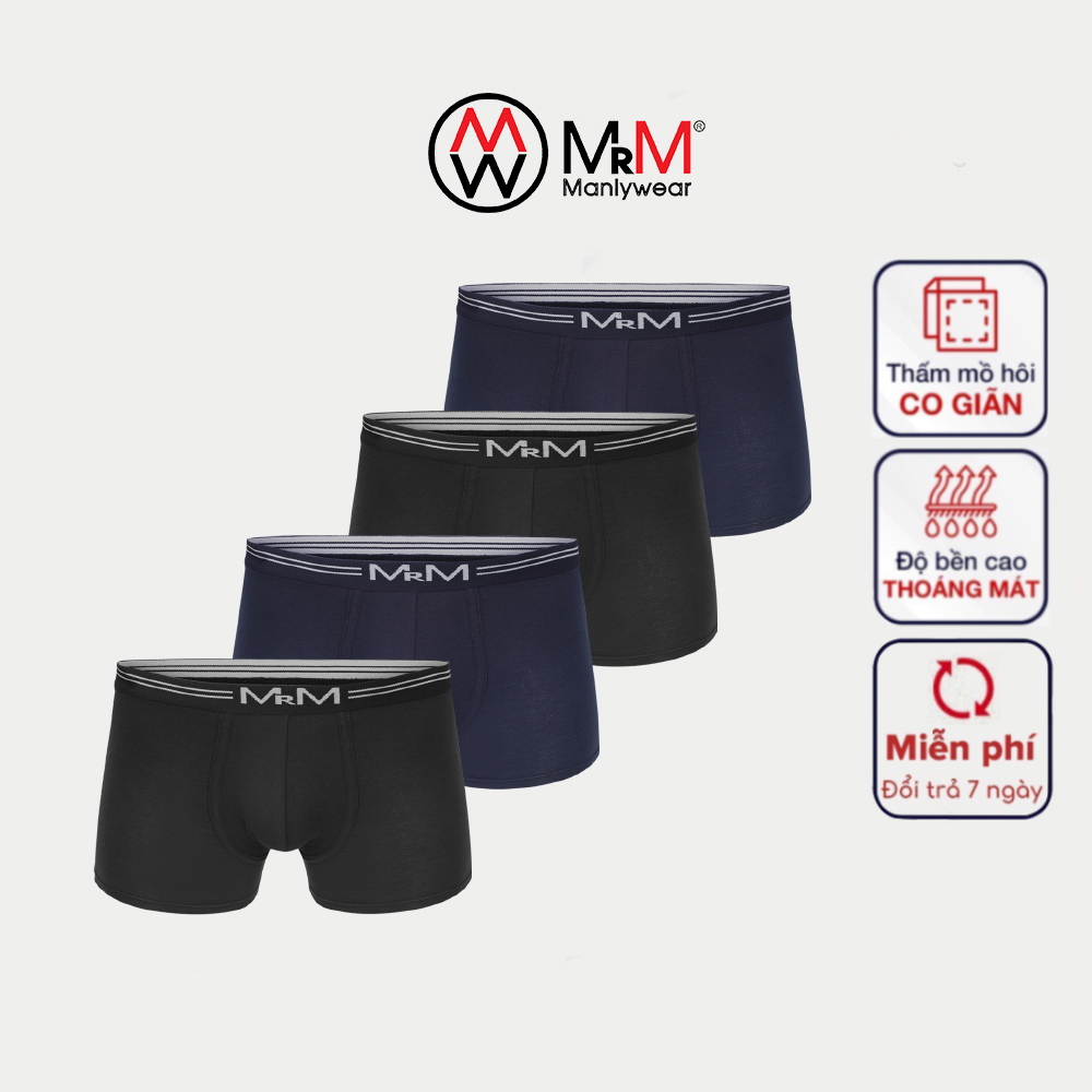 Combo 4 quần lót nam Boxer Cotton Organic mềm mịn thấm hút mồ hôi MRM Manlywear- 2 màu