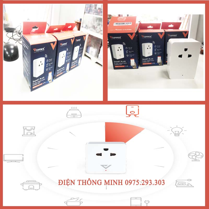 Ổ cắm thông minh chống giật Vconnex- Điều khiển từ xa qua điện thoại