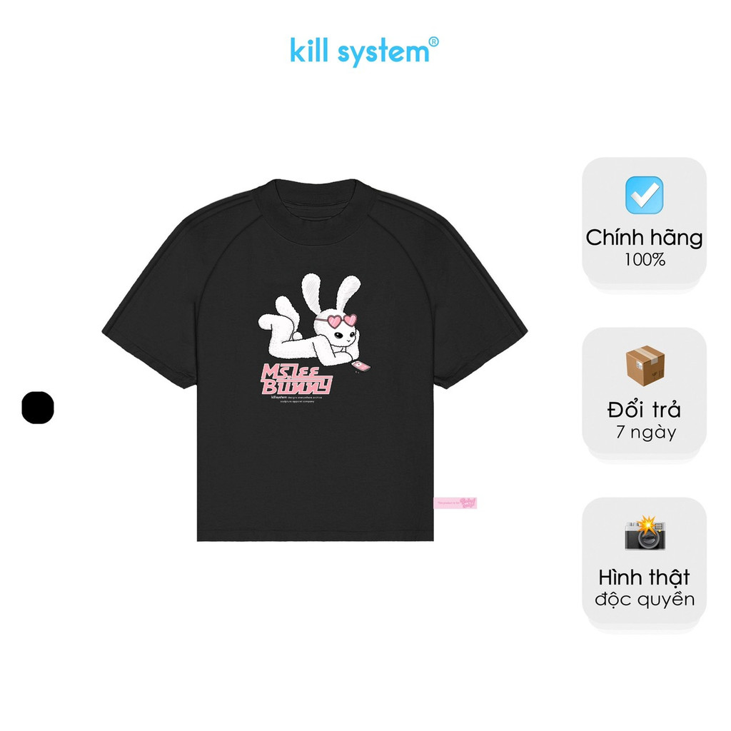 Áo thun form fit Killsystem Ms Lee Bunny màu đen chất vải cotton