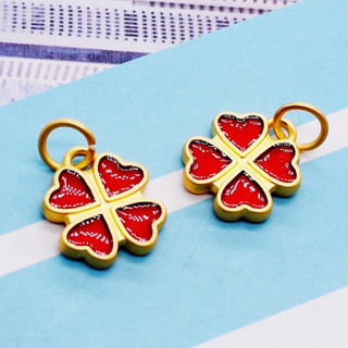 Charm treo cỏ 4 lá sơn đỏ - KL193
