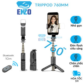 Gậy chụp ảnh tự sướng  2 đèn led , Tripod Điện Thoại 3 Chân Chống Rung,  Đa Năng Q11s, Chân Livestream Cao Cấp