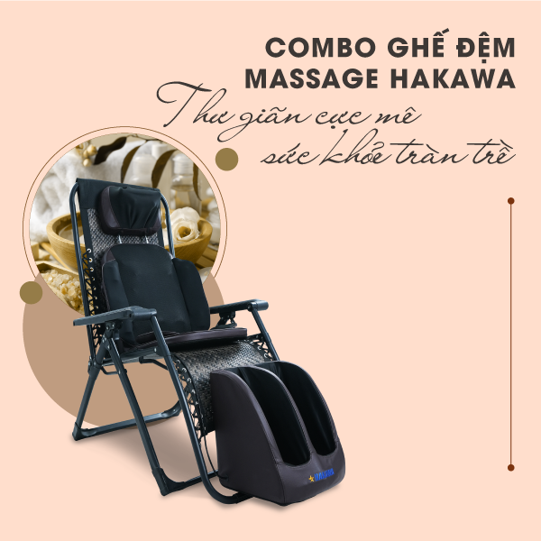COMBO Ghế xếp thư giãn HK-G22 +  Đệm Massage HK-M11  - Bảo hành 2 năm chính hãng